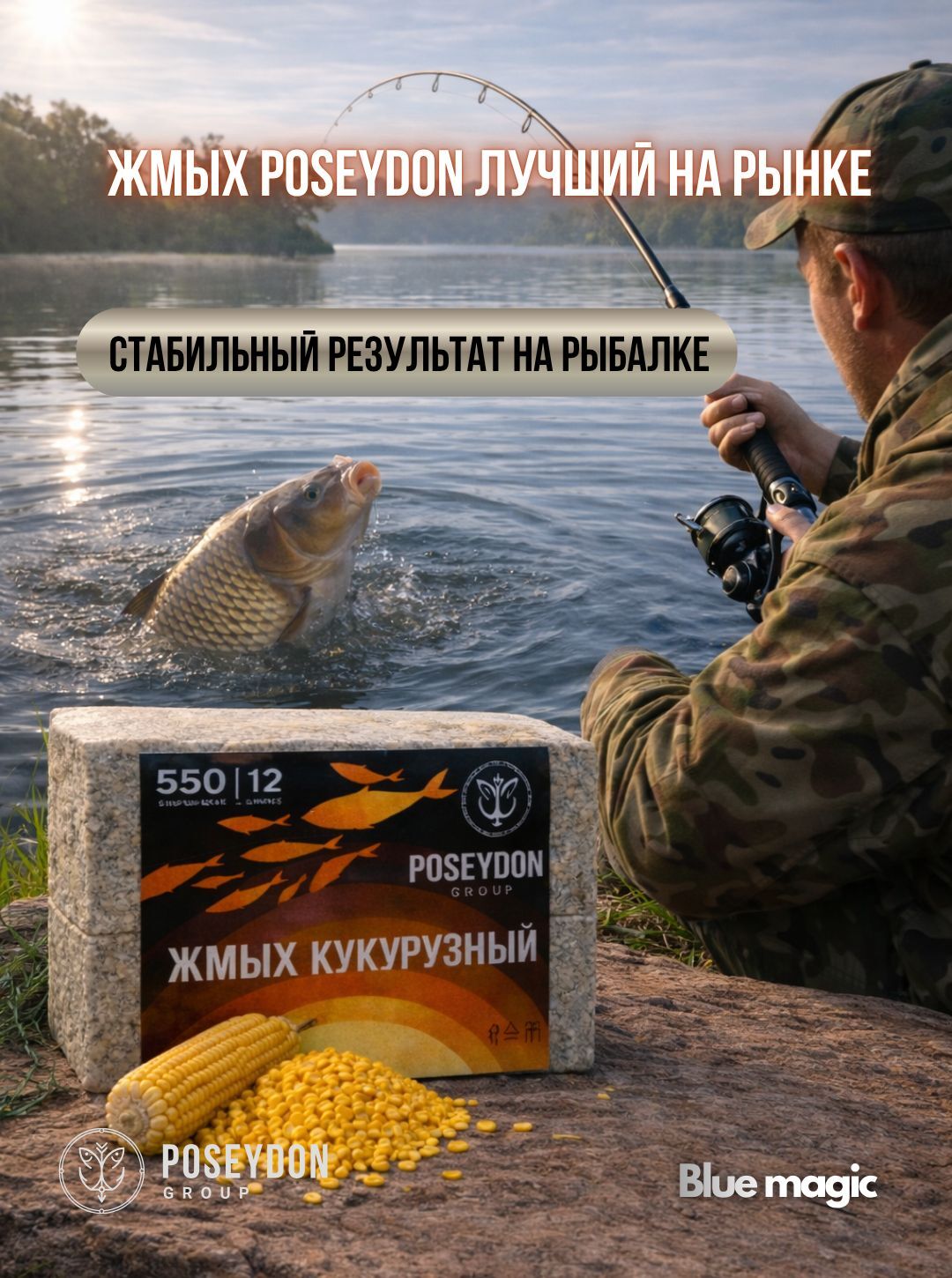 Жмых рыболовный кукурузный / прикормка рыболовная / макуха для рыбалки POSEYDON Слива 12 штук 550 грамм