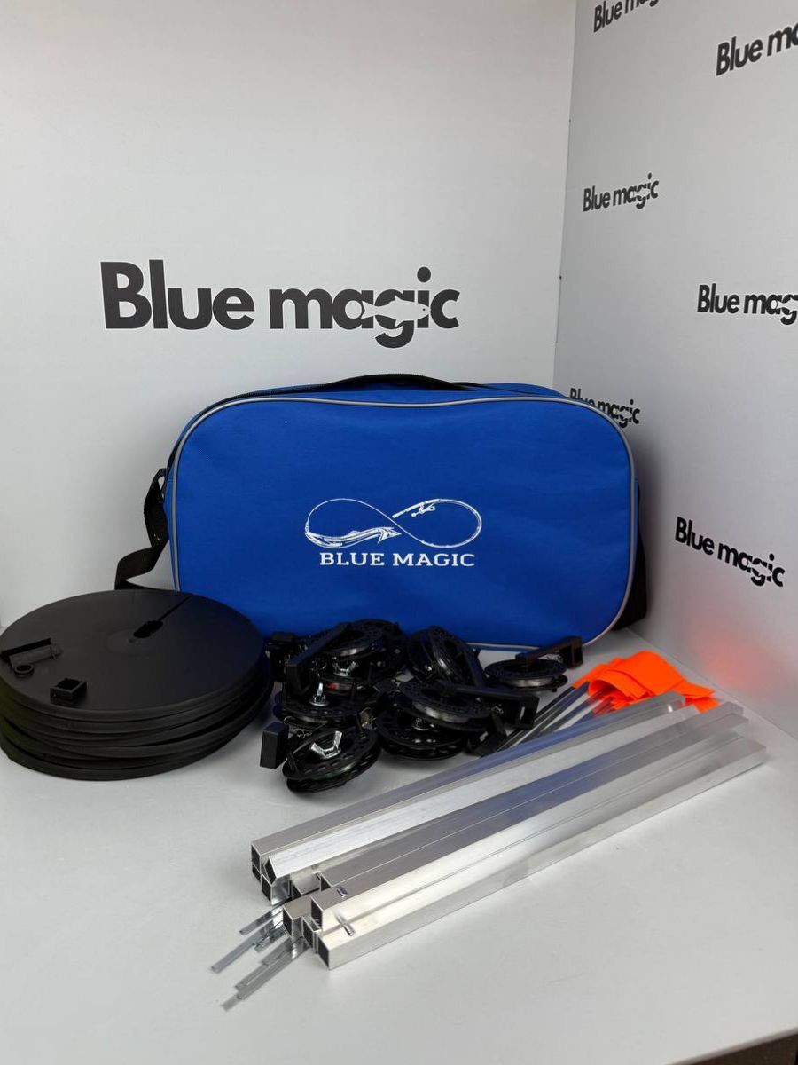 Жерлицы зимние оснащенные / набор жерлиц в сумке 10 штук Blue Magic алюминиевая стойка, диаметр катушки 90 мм